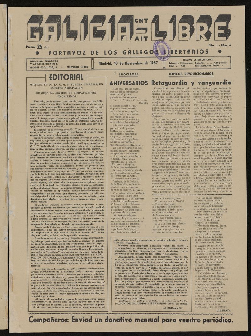 Galicia Libre del 10 de noviembre de 1937