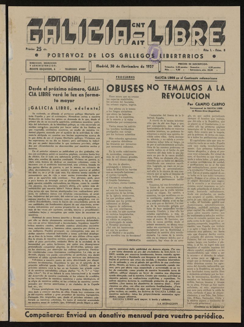 Galicia Libre del 30 de noviembre de 1937