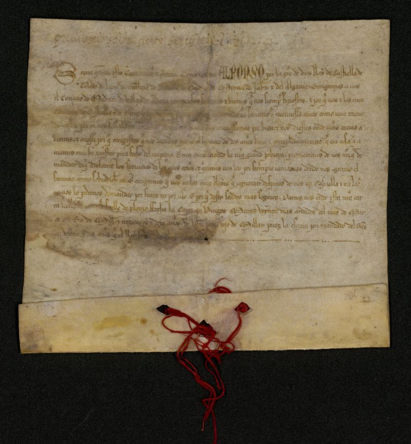 Carta plomada de Alfonso X eximiendo a Madrid de servicios