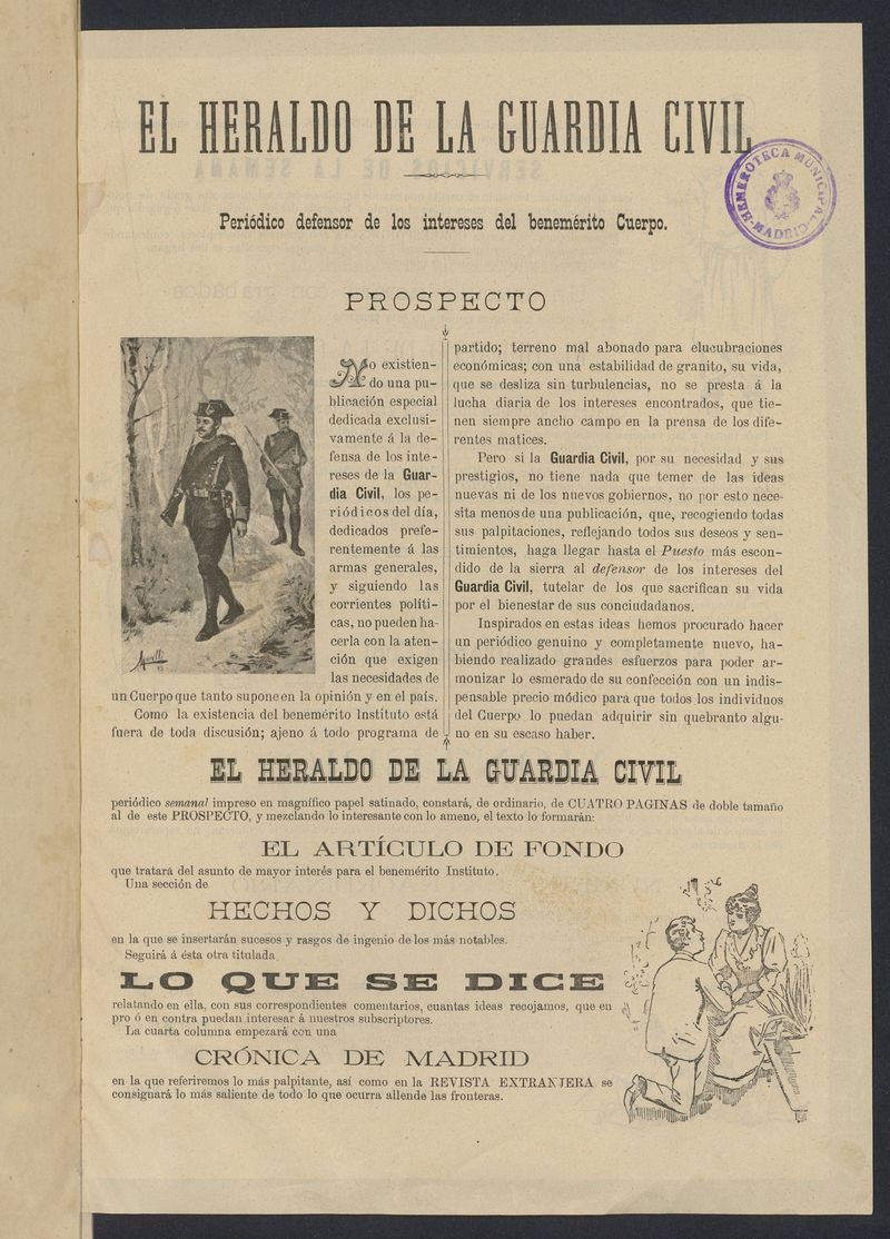 Heraldo de la Guardia Civil de 1893, prospecto