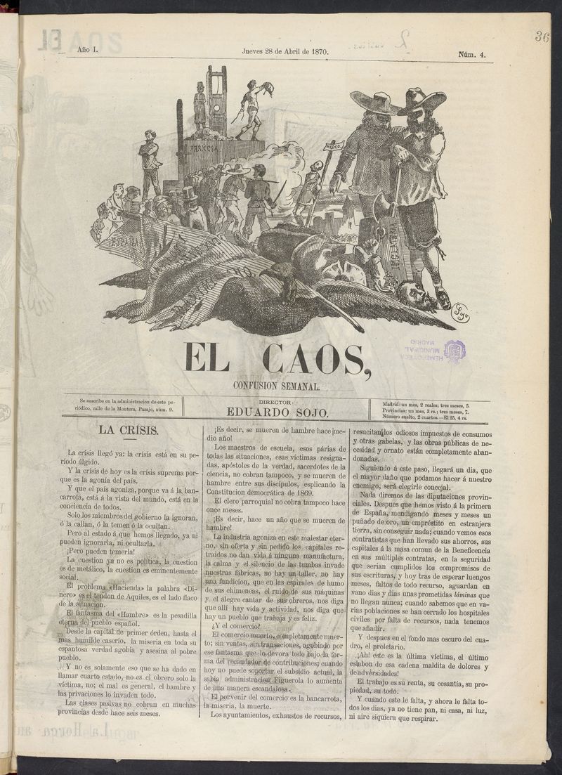 El Caos: confusin semanal del 28 de abril de 1870