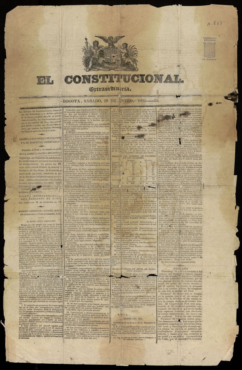 El Constitucional (Bogot, 1825) del 29 de enero de 1825