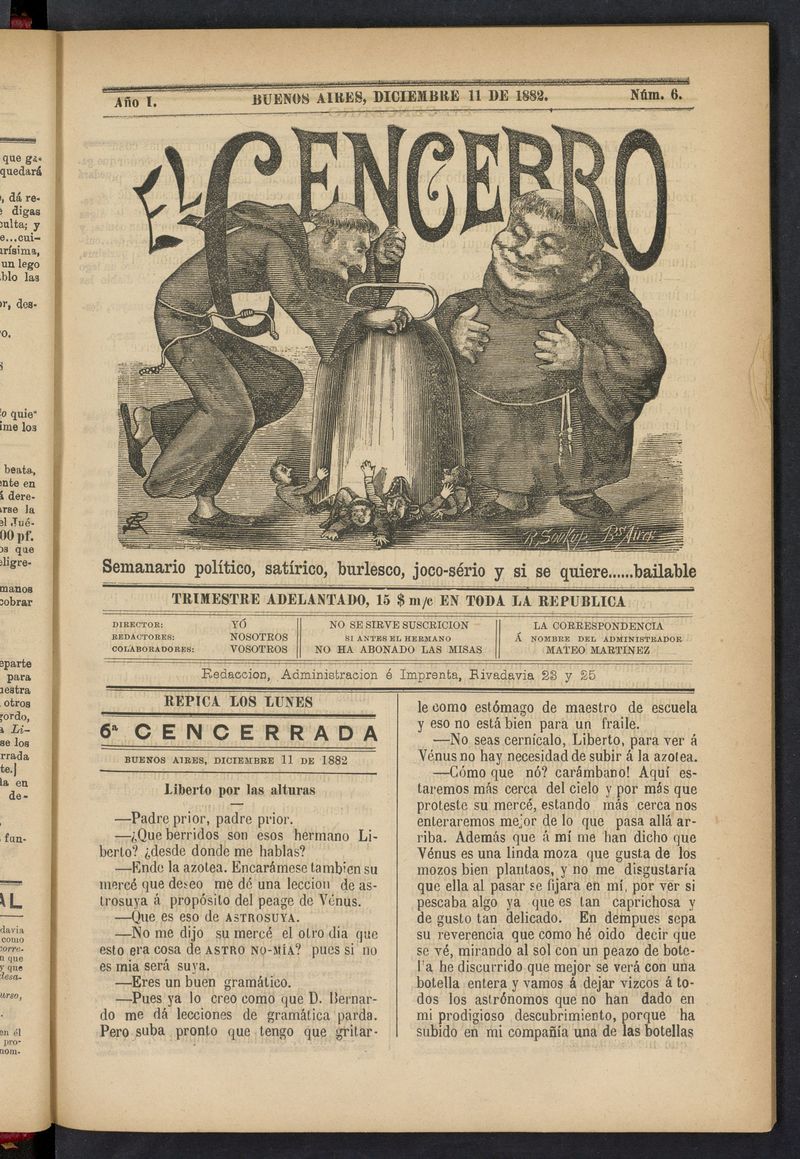 El Cencerro (Buenos Aires, 1882) del 11 de diciembre de 1882