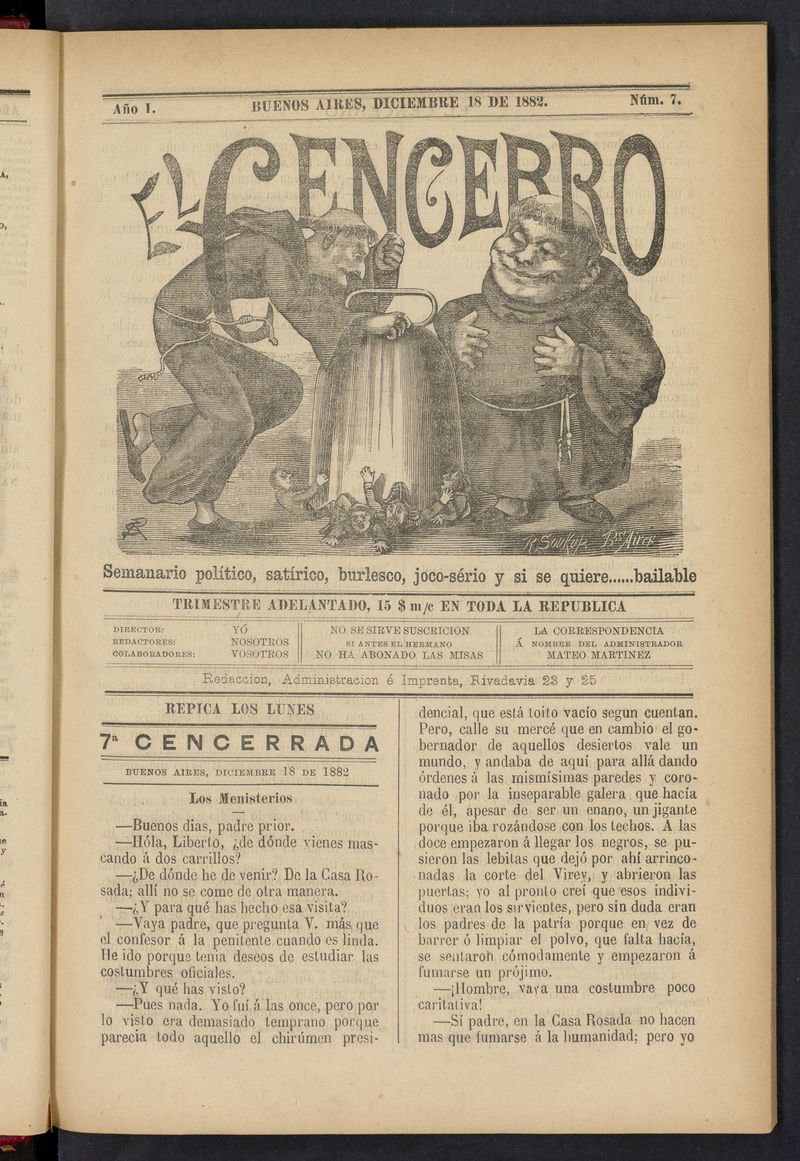 El Cencerro (Buenos Aires, 1882) del 18 de diciembre de 1882