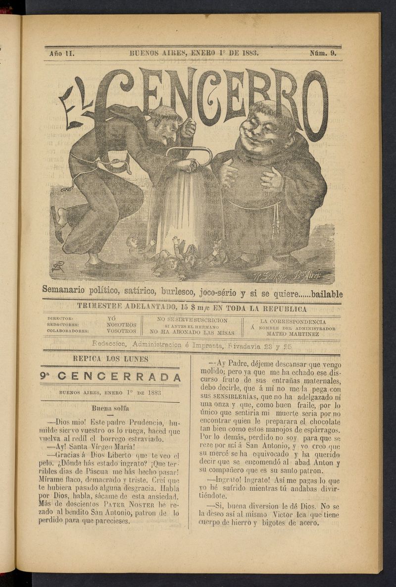 El Cencerro (Buenos Aires, 1882) del 1 de enero de 1883