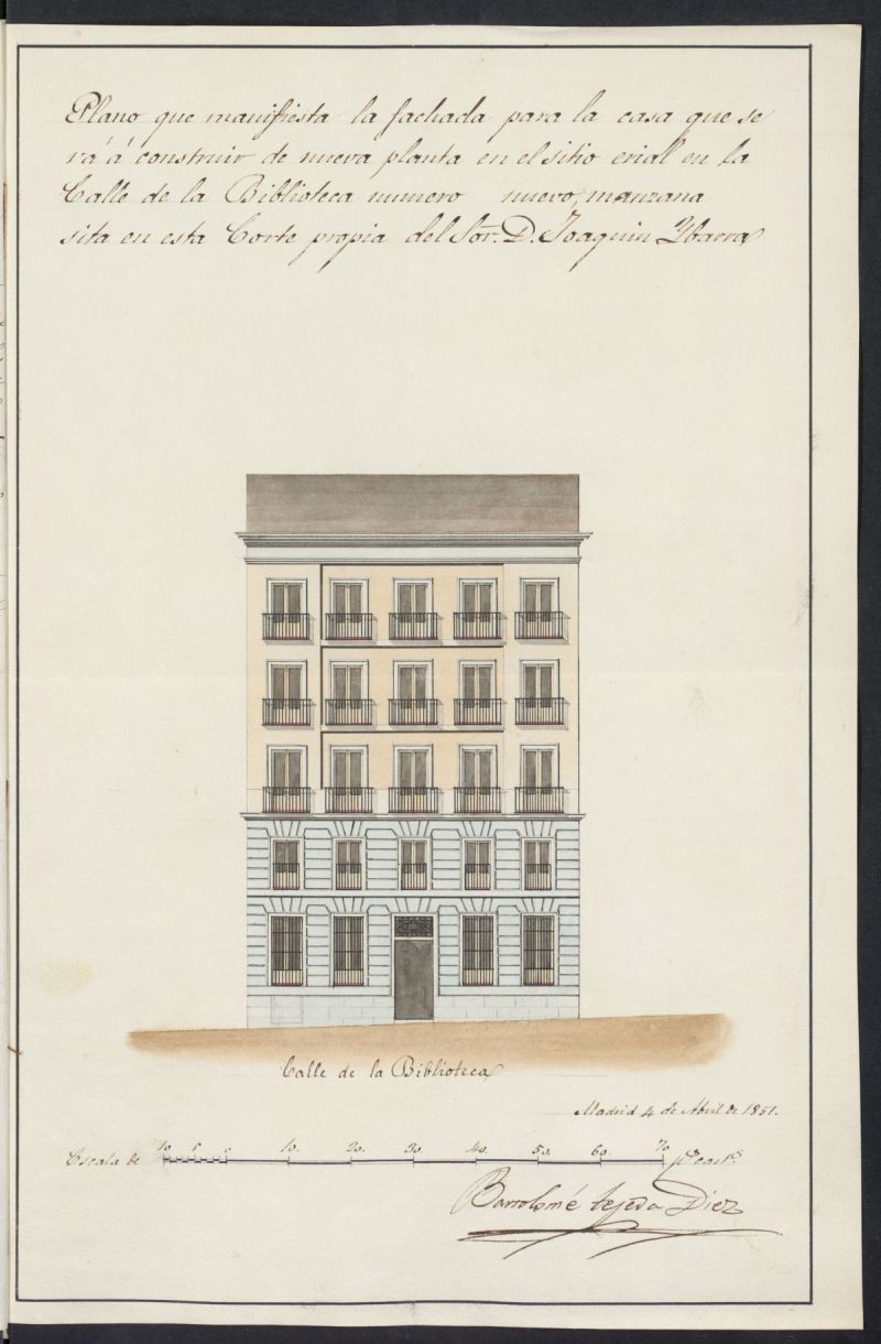 Licencia concedida a Don Joaquín Ybarra para edificar una casa en la calle de la Biblioteca