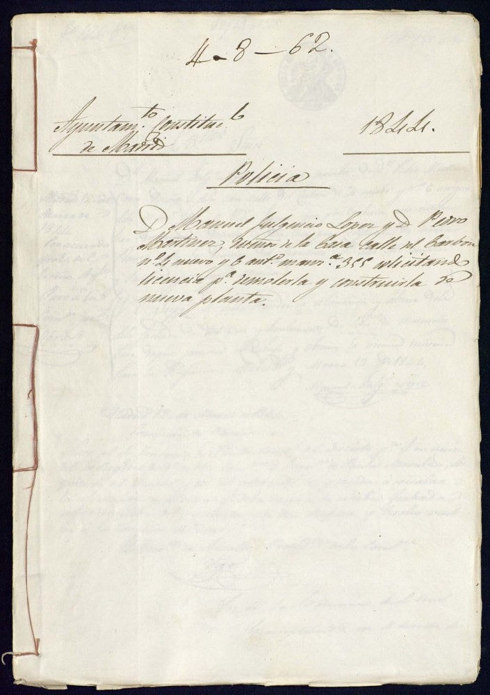 Don Manuel Fulgencio Lpez y don Pedro Martnez, dueos de la casa de la calle de Carbn, 4 nuevo y 6 antiguo, manzana 355 solicitando licencia para demolerla y construirla de nueva planta.