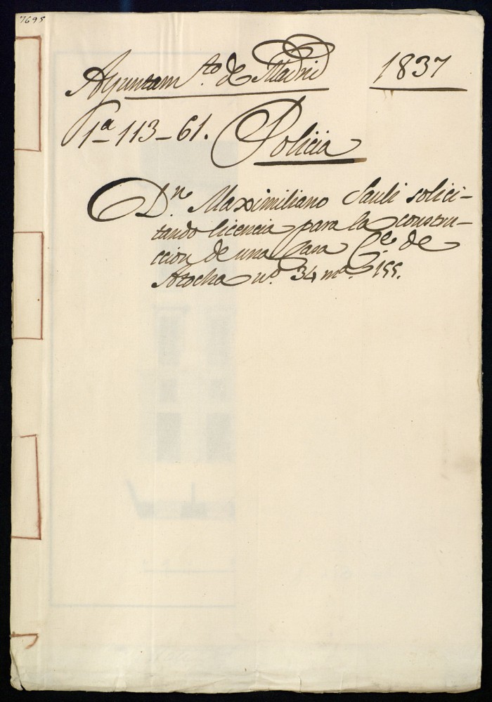 Don Maximiliano Sauli, solicitando licencia para la construccin de una casa , calle de Atocha, n 34 manzana 155.