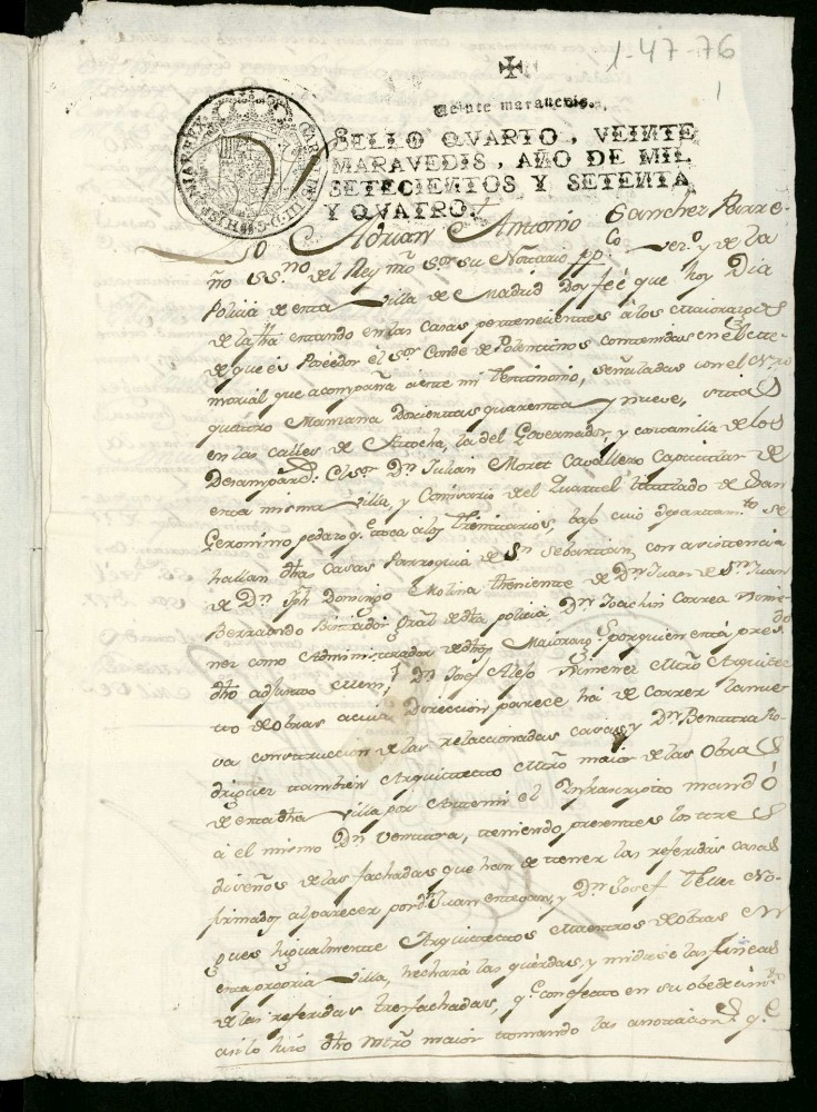 Licencia al Conde de Polentinos para reedificar unas casas en las calles de Atocha, Gobernador y Costanilla, nº 4 manzana 249