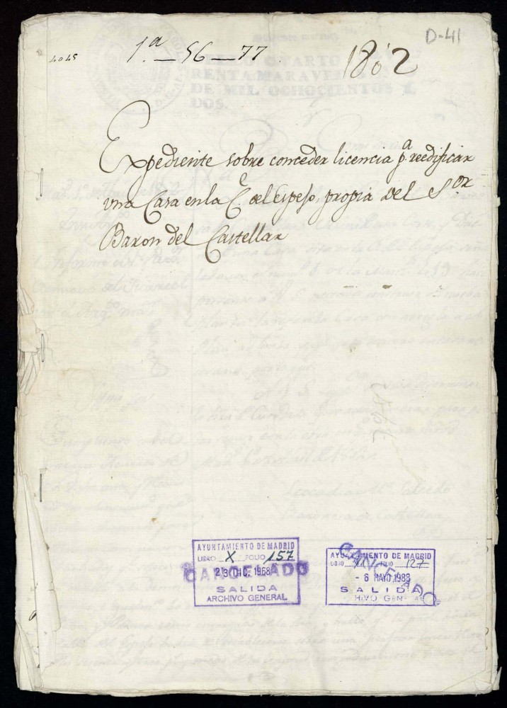 Licencia a la Sra. Baronesa de Castelar para reedificar una casa en la calle del Espejo n 1 antiguo, manzanan 419