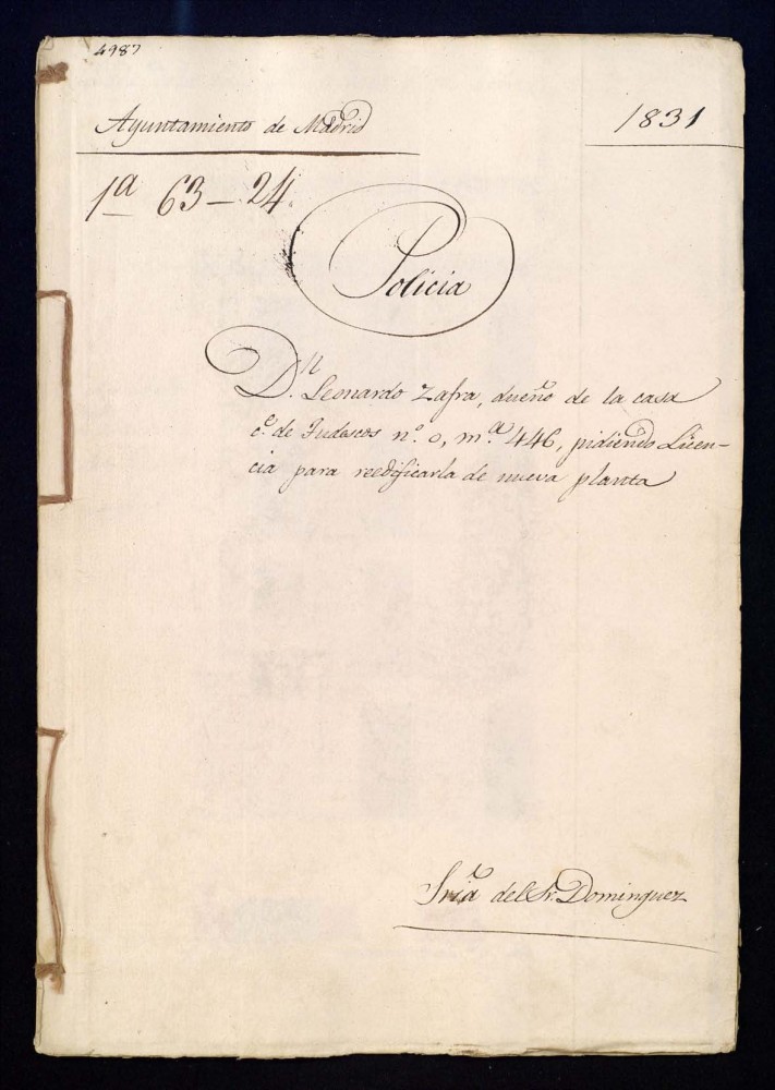 Don Leonardo Zafra, dueo de la casa de la calle de Tudescos, nmero 0, manzana 446, pidiendo licencia para reedificrla de nueva planta.