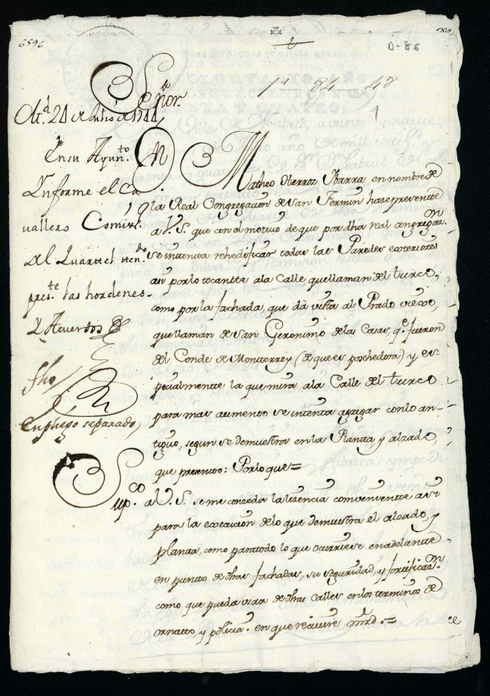 Licencia a Don Marco Herroz Ybarra, a nombre de la Congregacin de San Fermn, para hacer ciertas obras y reedificacines en su casa Calle del Turco.