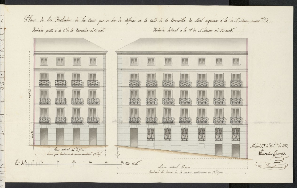 Licencia concedida a Don José Ibargaray para edificar una casa en la calle Torrecilla del Leal, 12, con vuelta a la de San Simón, 12