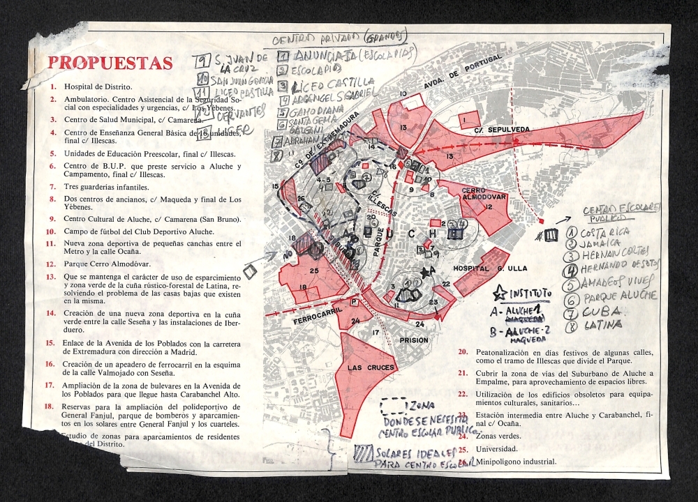 Propuestas de actuación de la Asociación de Vecinos de Aluche al Plan General de Madrid (1982)