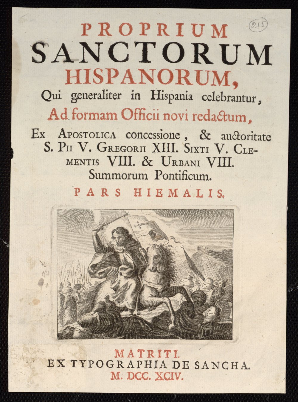 Proprium sanctorum Hispanorum [...] pars Hiemalis
