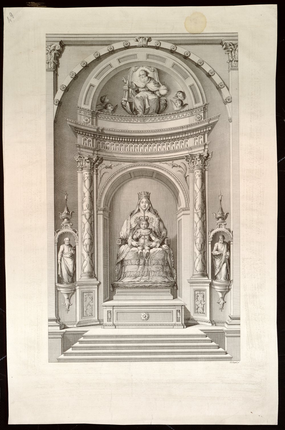 Altar con las figuras de la Virgen con el Nio, Dios Padre,SanPedro y San Pablo