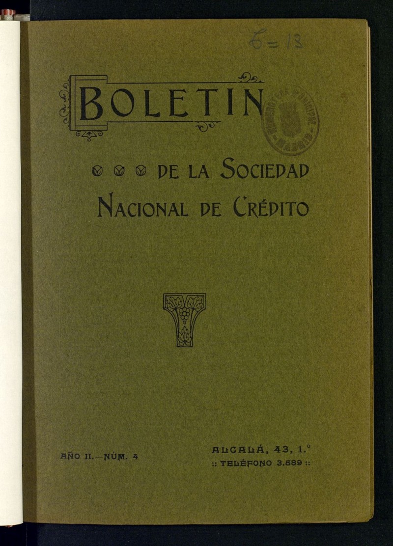 Boletín de la Sociedad Nacional de Crédito