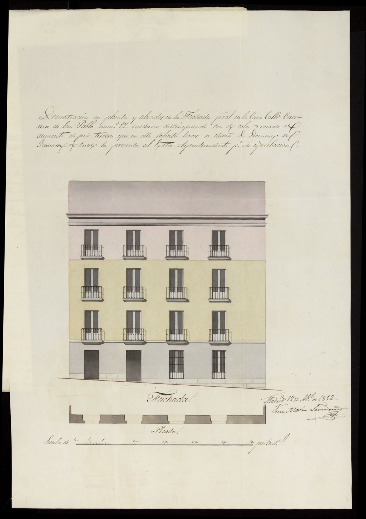 Licencia a D. Domingo de Guevara, para construir piso 3 , Corredera de S. Pablo, n 22, manzana 363