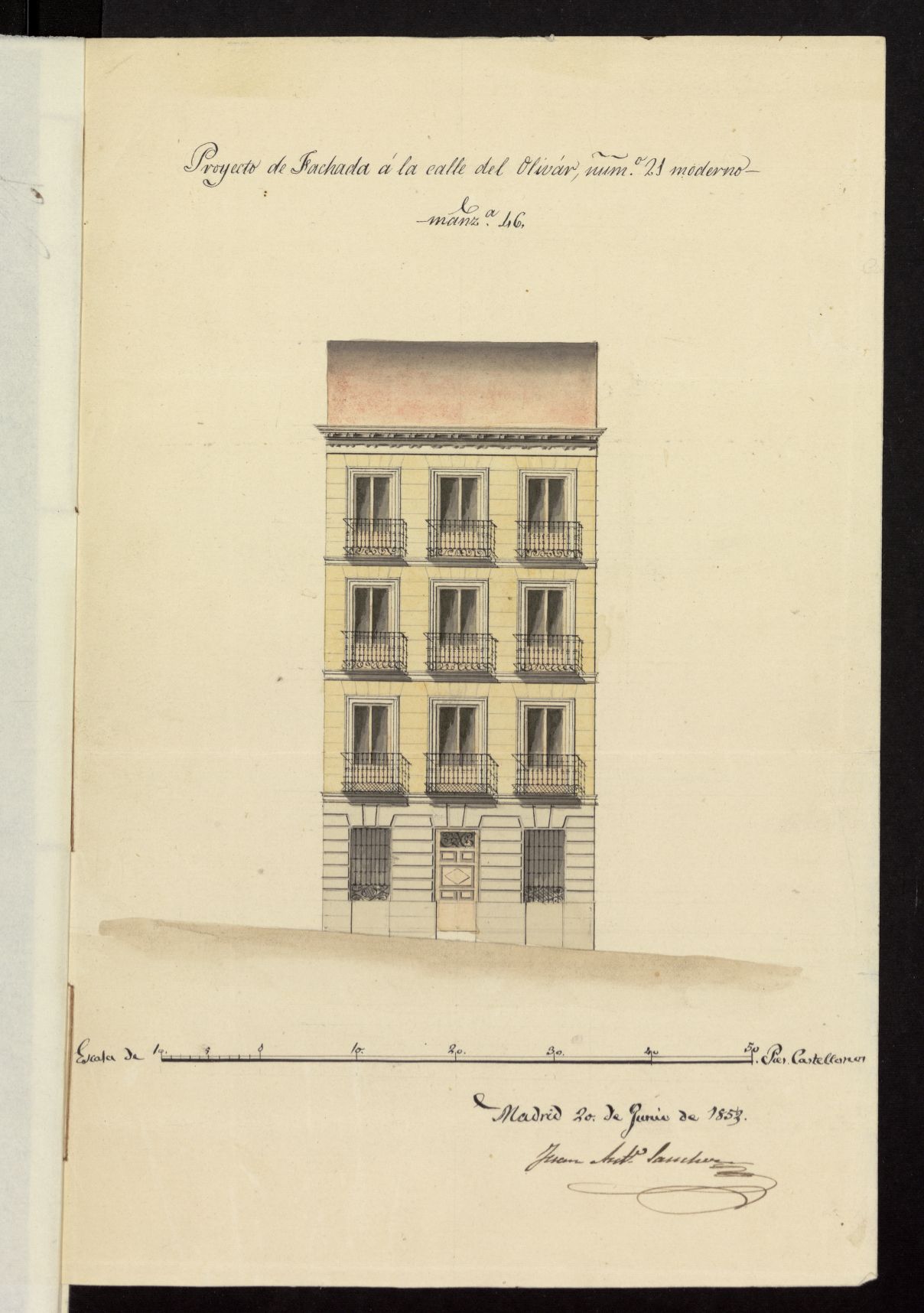 Licencia a D. Ramón Sánchez, para construir en calle del Olivar, nº 21, manzana 46