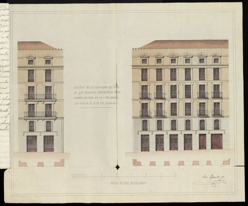 D. Manuel Artieda, sobre nueva edificacin de la casa calle de las Yleras (Hileras) ns 8 y 10, con vuelta a la del Arenal