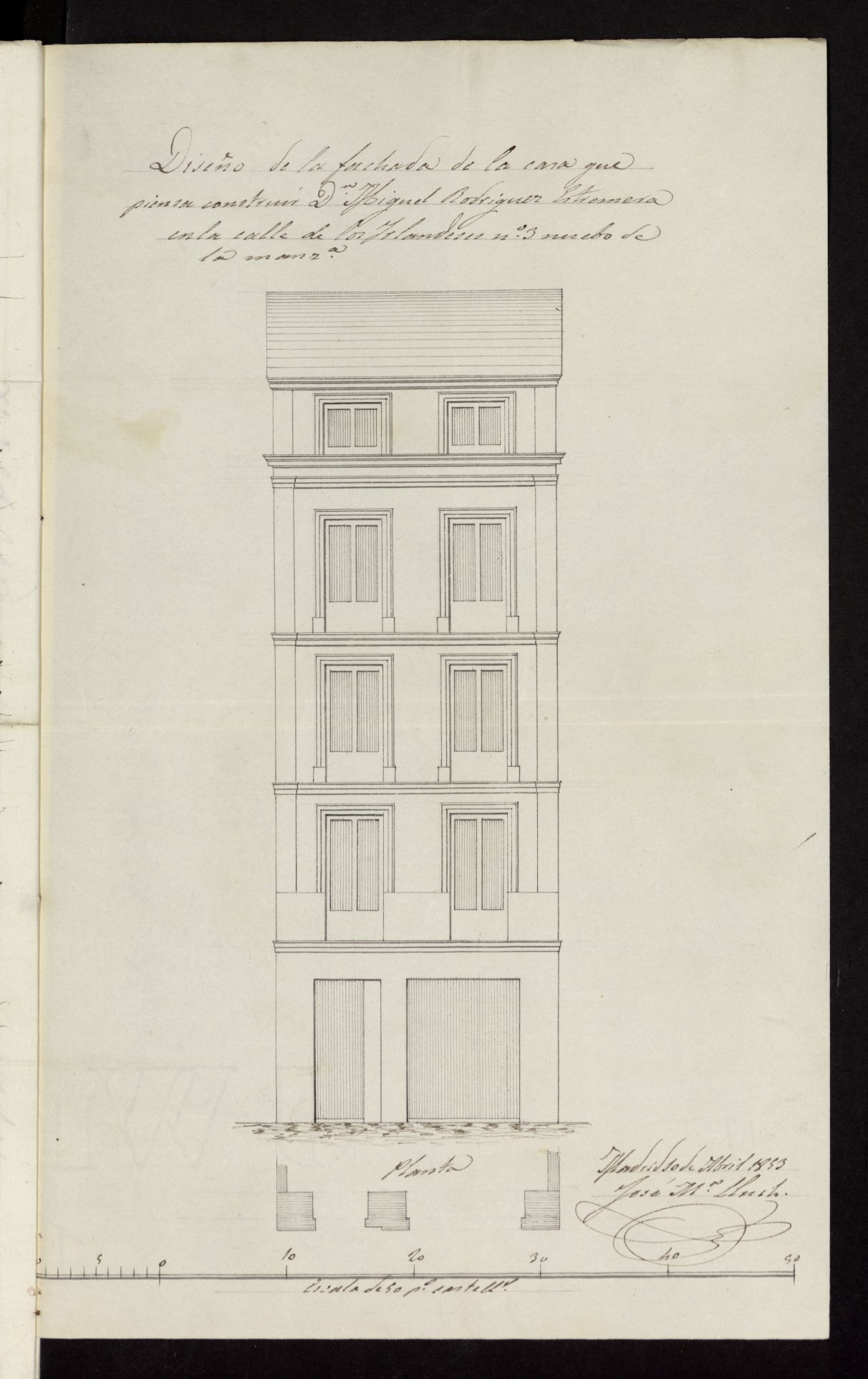 Licencia a D. Miguel Estremera, para construir de nueva planta la casa calle de los Irlandeses n 3, manzana 108. (1853)
