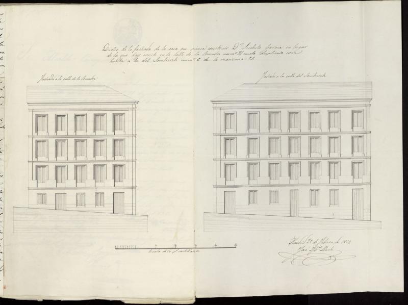 D. Sisebuto García, licencia para edificar de nueva planta la casa de la calle Comadre nº 69 y 71 (actual calle del amparo , manzana 51. (1853)