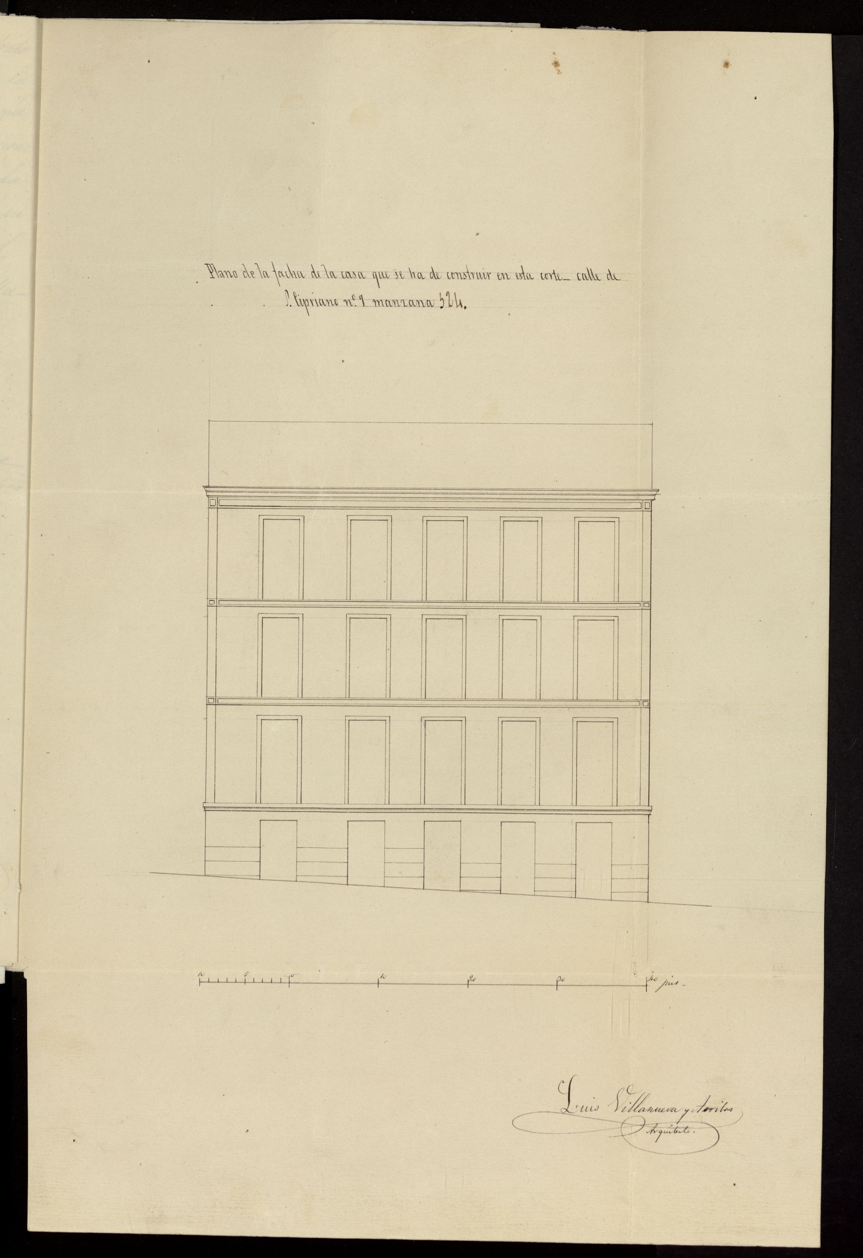 D. Hilario Denche, solicitando licencia para edificar de nueva planta la casa de la calle S. Cipriano n 7 (actual calle del Doctor Carracido, manzana 524. (1853)