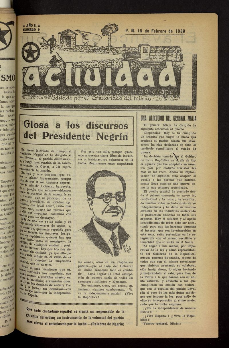 Actividad (Valencia. 1938) del 15 de febrero de 1939