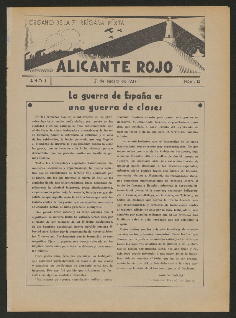 Alicante Rojo del 21 de agosto de 1937