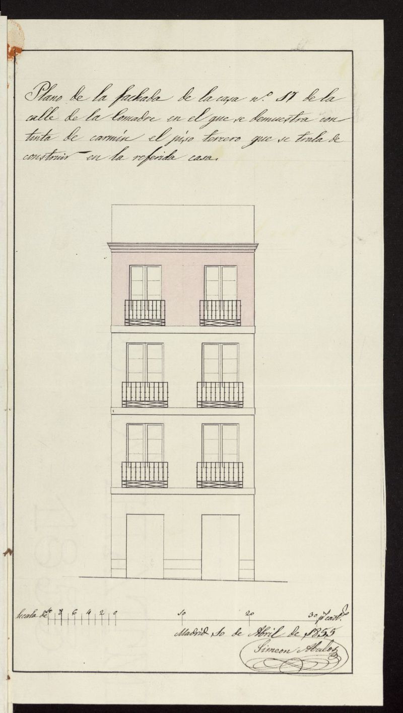D. Antonio Rubal, sobre levantar un piso 3º en la casa calle de la Comadre nº 17(actual calle del amparo). (1855)