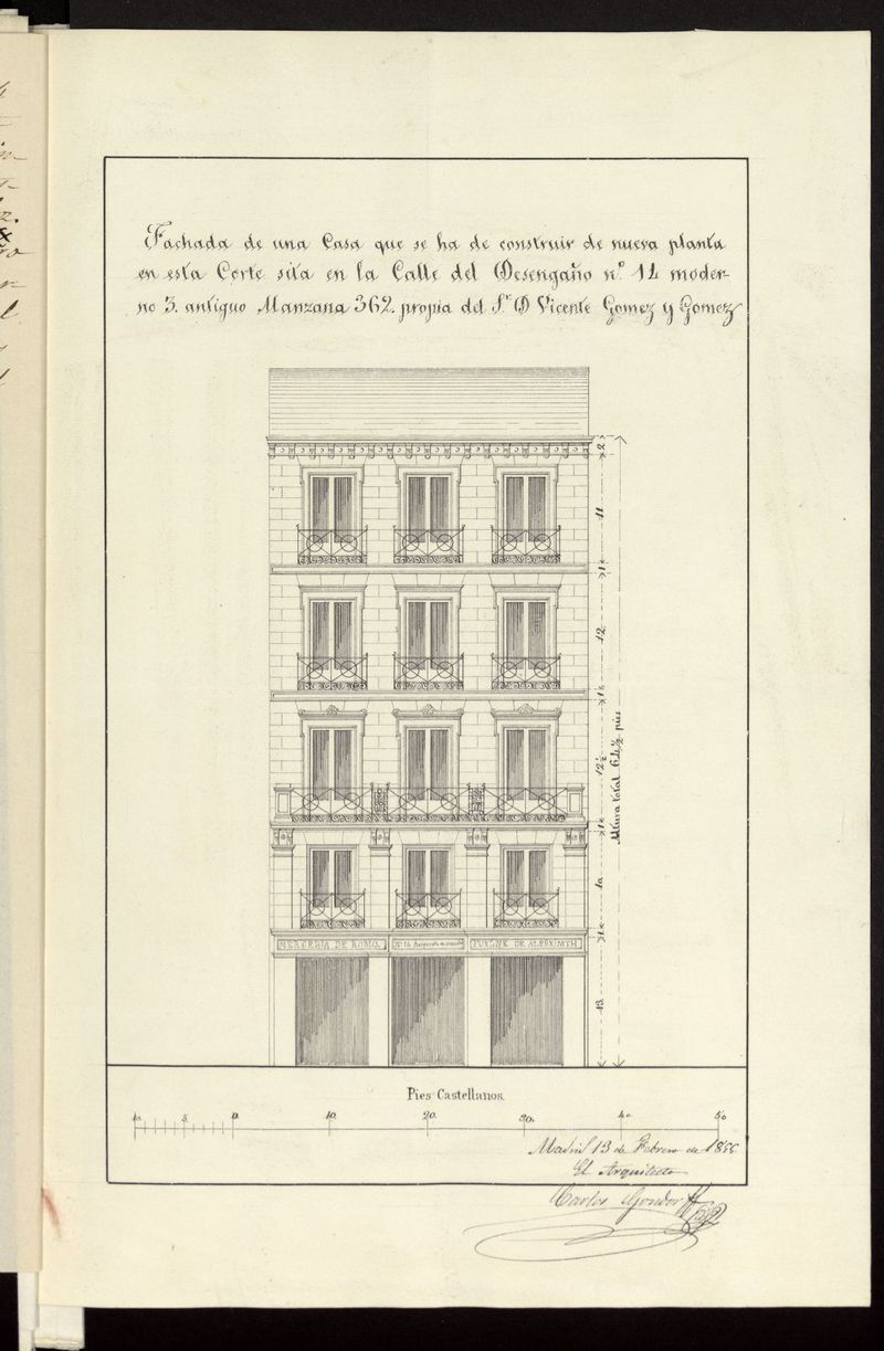 D. Vicente Gómez y Gómez, sobre construir una casa del Desengaño, nº 14 nuevo manzana 362. (1855)