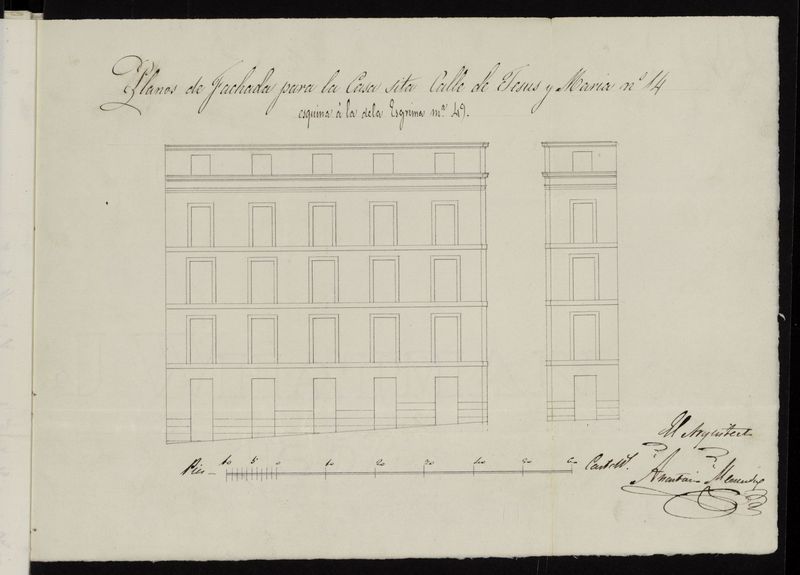 D. Francisco Albaruiz, pendiente nueva edificacin de la casa calle de Jess y Mara n14, con vuelta a la de Esgrima n 2, manzana 49. (1853-1854)