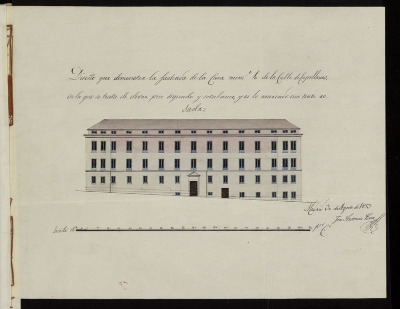 D. Gins y N. Bruguera y D. Lorenzo Garca, pediente levantar piso 2 y sotabanco en la calle de Capellanes n 10 con accesorias a la calle del Codo. (1853-1854)