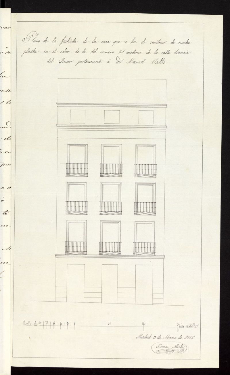 D. Manuel Snchez Valls, sobre construir de nueva planta una casa calle Travesa de Fucar n 21.  (actual calle Almadn, 36)(1855)