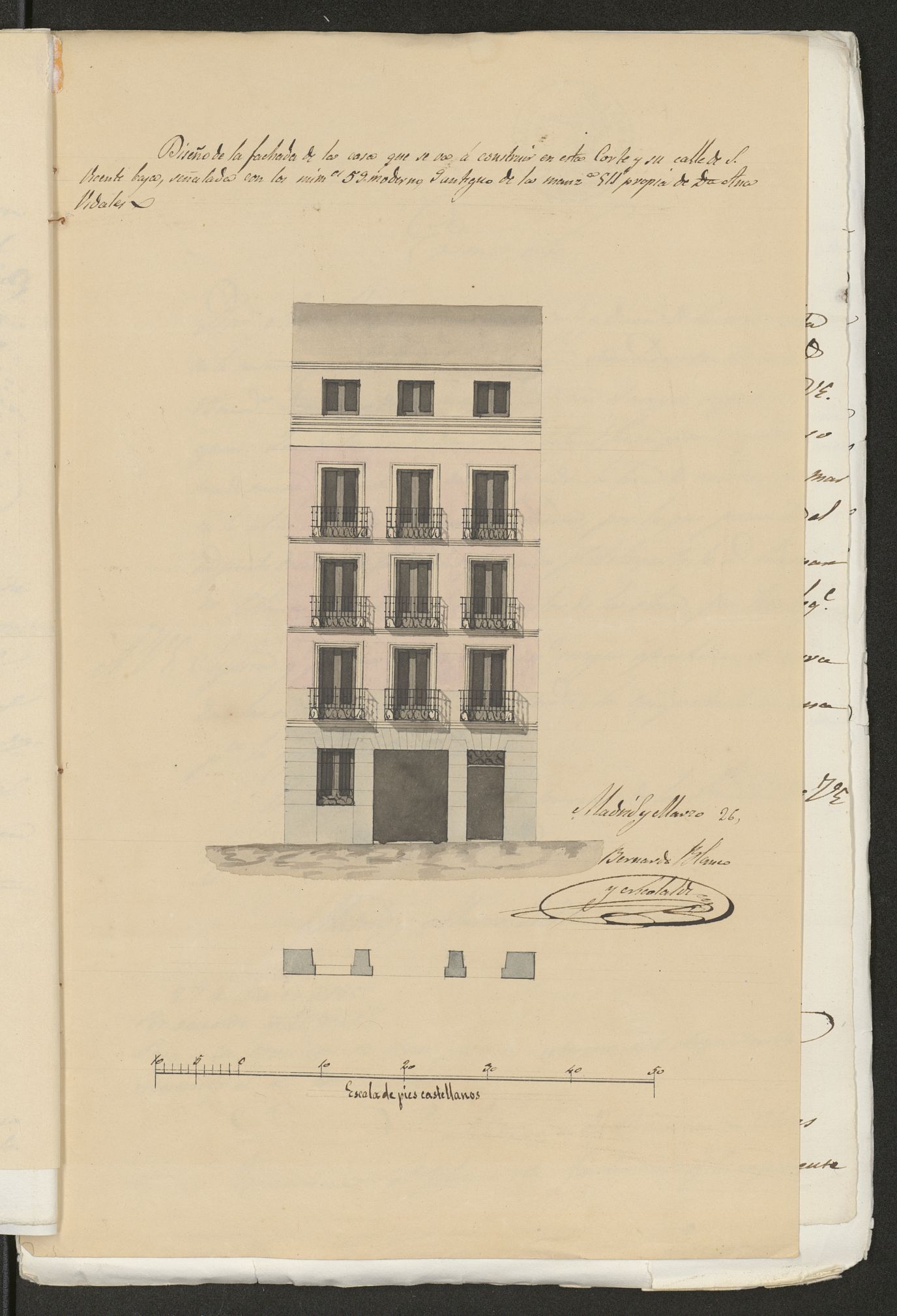 D Ana Vidales, sobre construir de nueva planta la casa calle de San Vicente baja  n 59 moderno (actual calle de San Vicente Ferrer n 57) manzana 511. (1855)