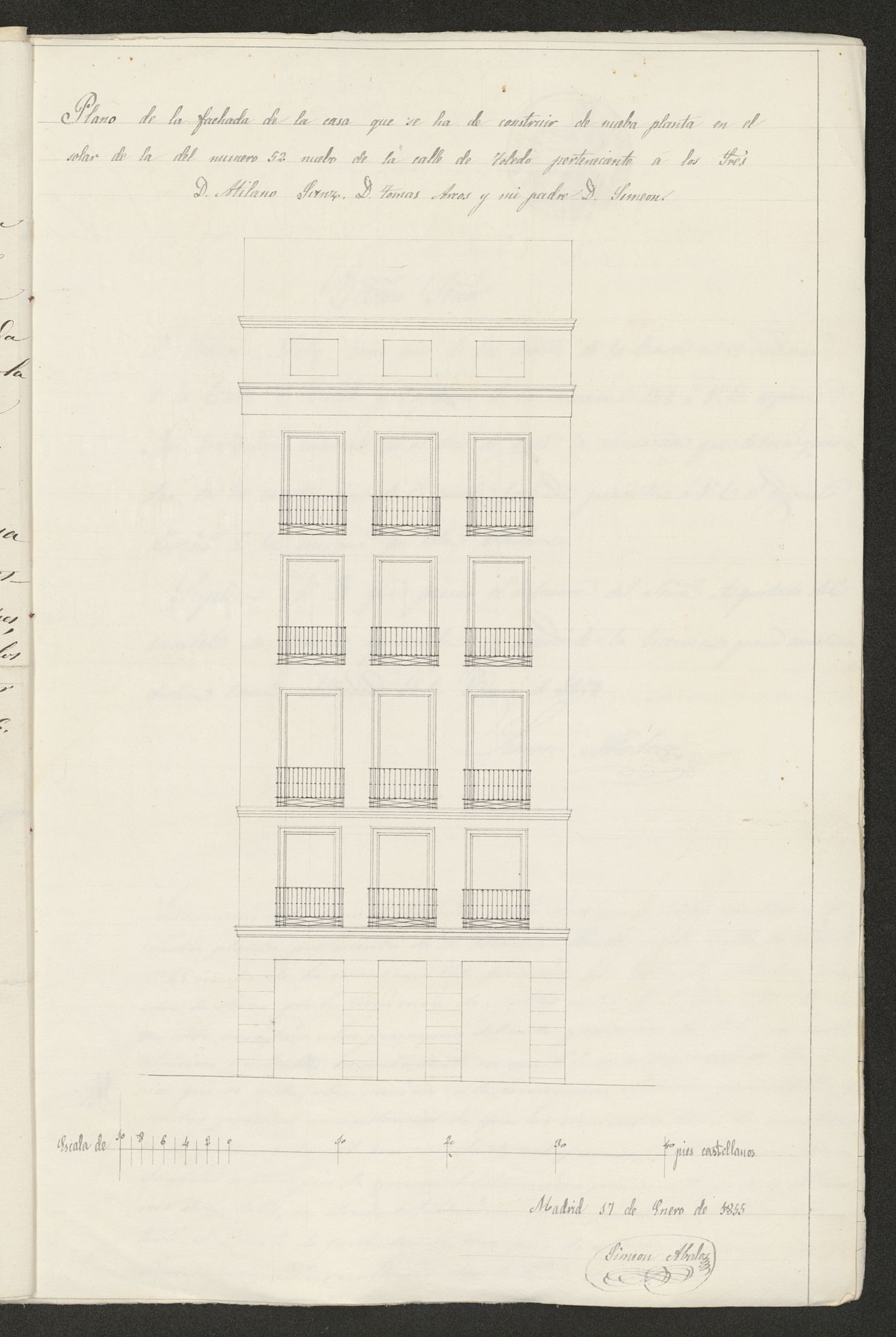 D. Simen Abalos, construir una casa en la calle de Toledo n 52 nuevo manzana 146. (1855)