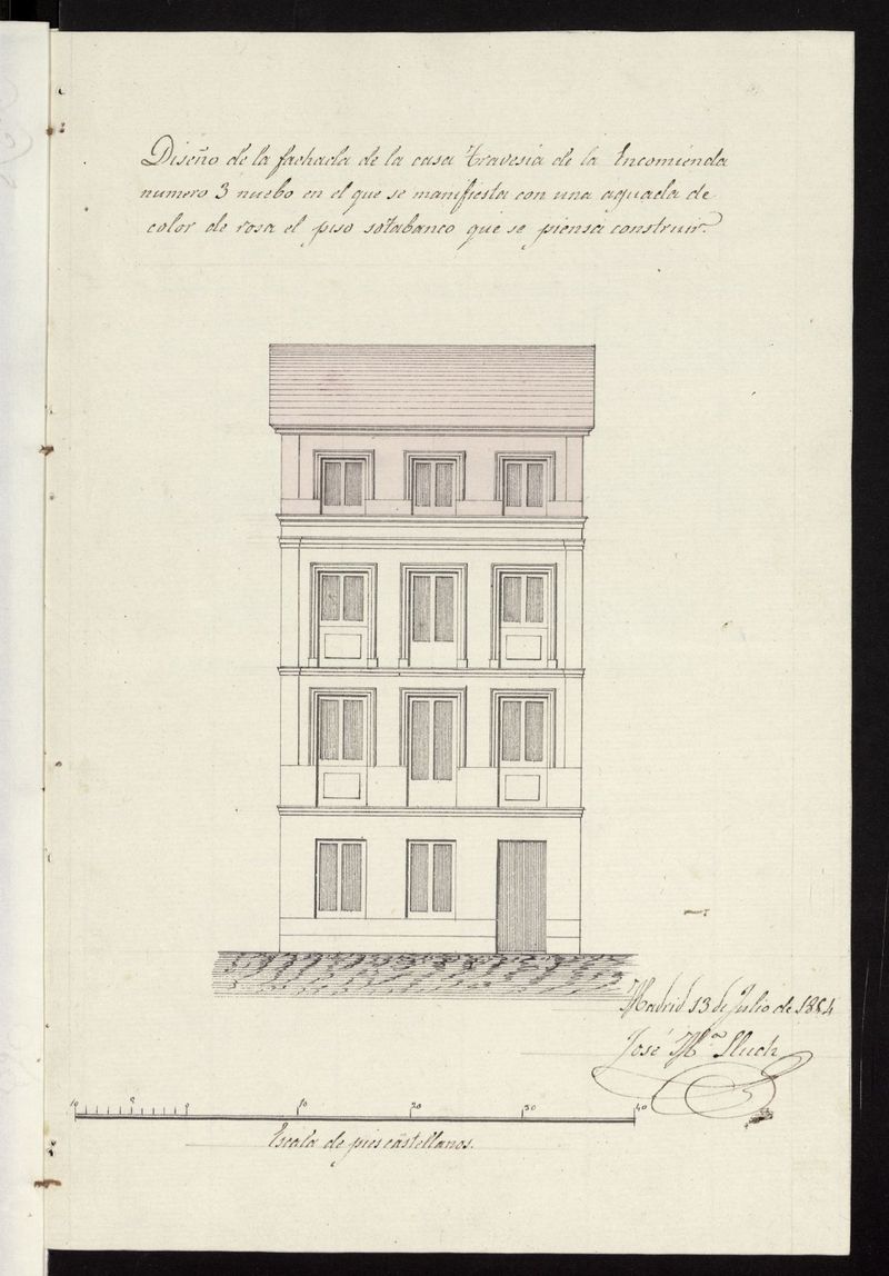 D. Jos M Condrillos, pidiendo permiso, para construir un sotabanco en la casa Travesa de la Encomienda n 3, manzana 61. (1854)