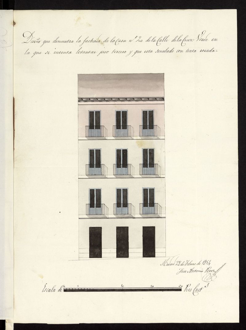 D. Sebastin Mediano, sobre construccin de piso 3 , y obras la casa calle de la Cruz Verde, n 20. (1854)
