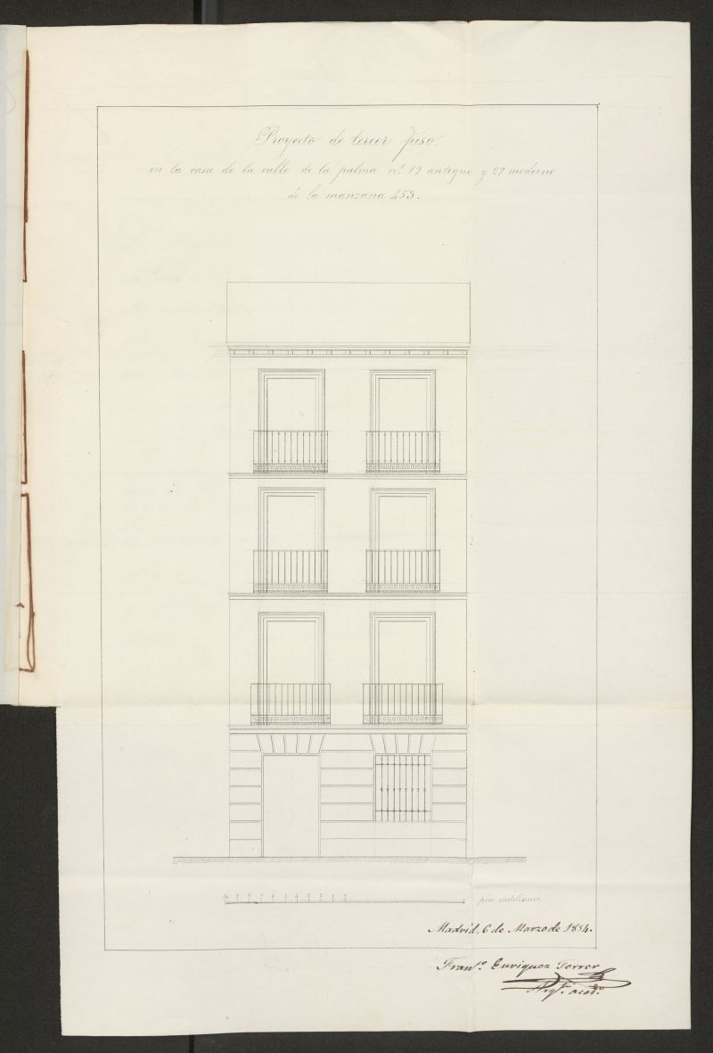 D Magdalena Daz Santillana, sobre aumento de piso 3 calle de la Paloma n 27, manzana 453. (1854)