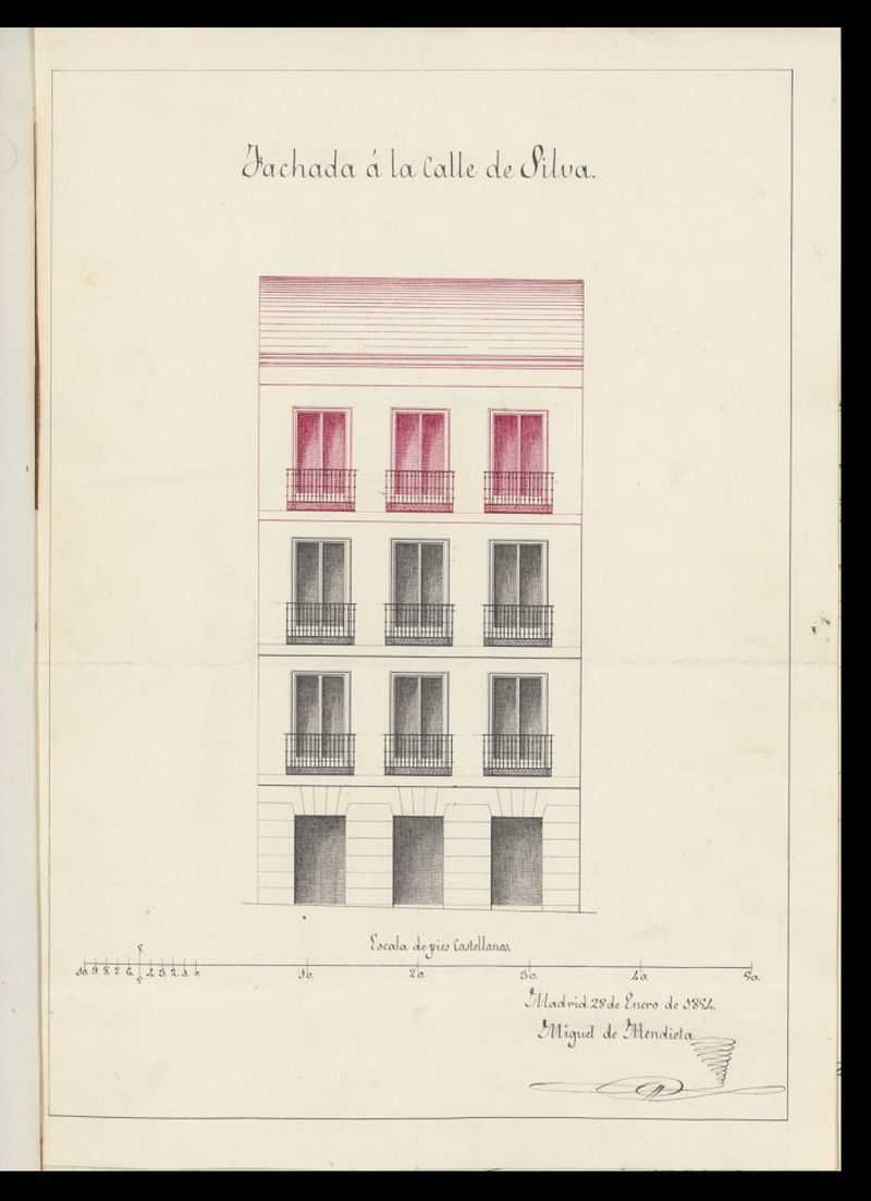 D. Jos Escudero, sobre aumento de piso 3, calle de Silva n 36, manzana 447. (1854)
