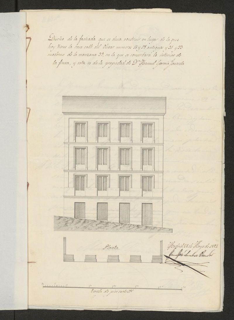 D. Manuel García Fonceda, sobre edificación calle del Olivar nºs 31 y 33, manzana 39. (1854)