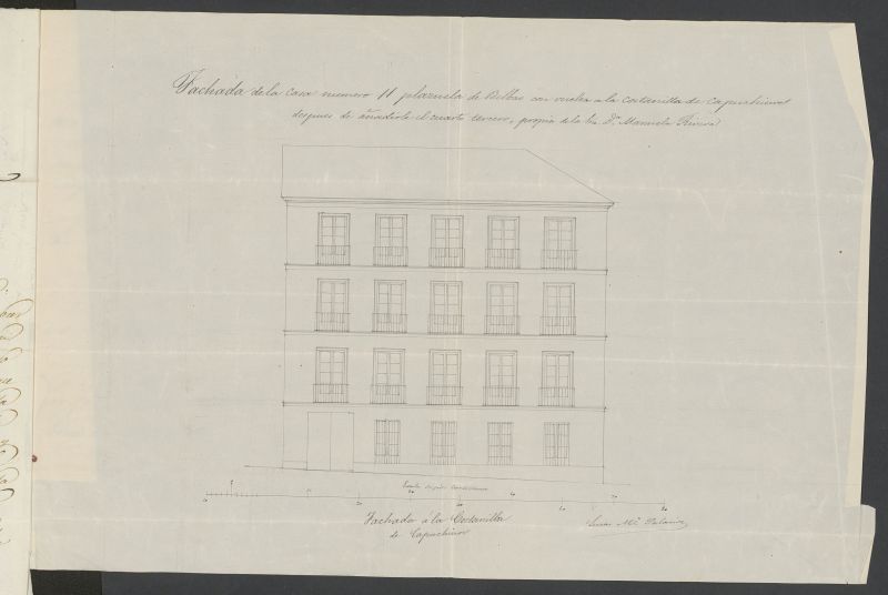 Casa Plaza de Bilbao con vuelta al a Costanilla de Capuchinos ns. 11 y 2, manzana 305.(1854)