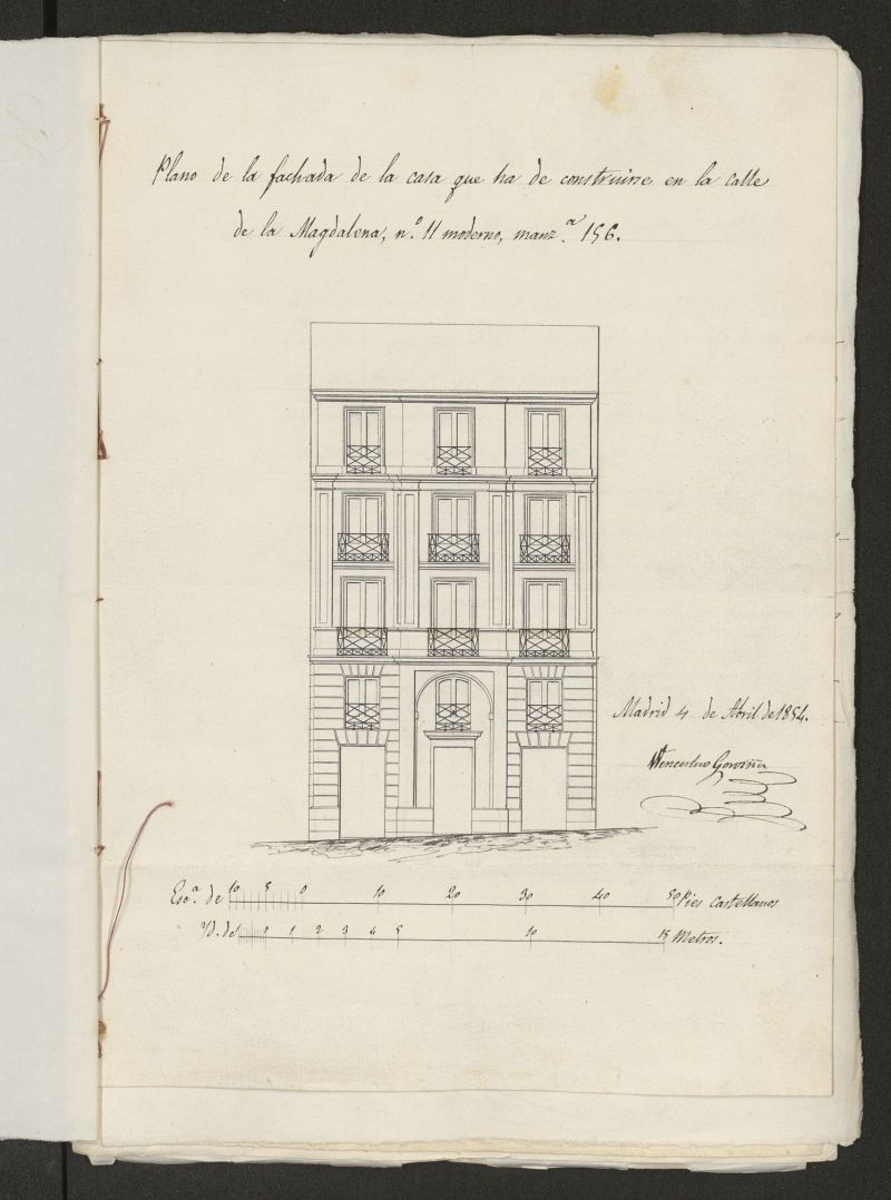 D. Manuel Francisco Ursain, apoderado del Sr. Conde de Patilla, sobre edificacin calle de la Magdalena n 11, manzana 156. (1854)