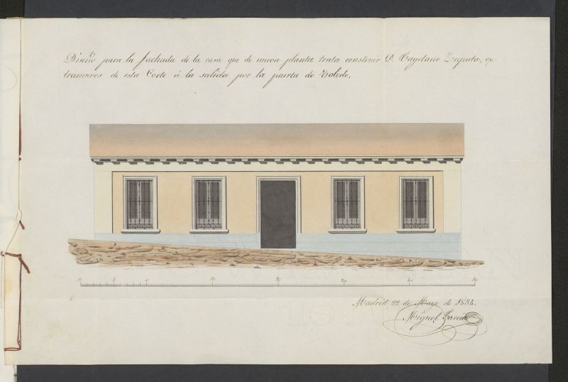 D. Cayetano Zapata, sobre edificación de una casita de planta baja afuera de la Puerta de Toledo. (1854)
