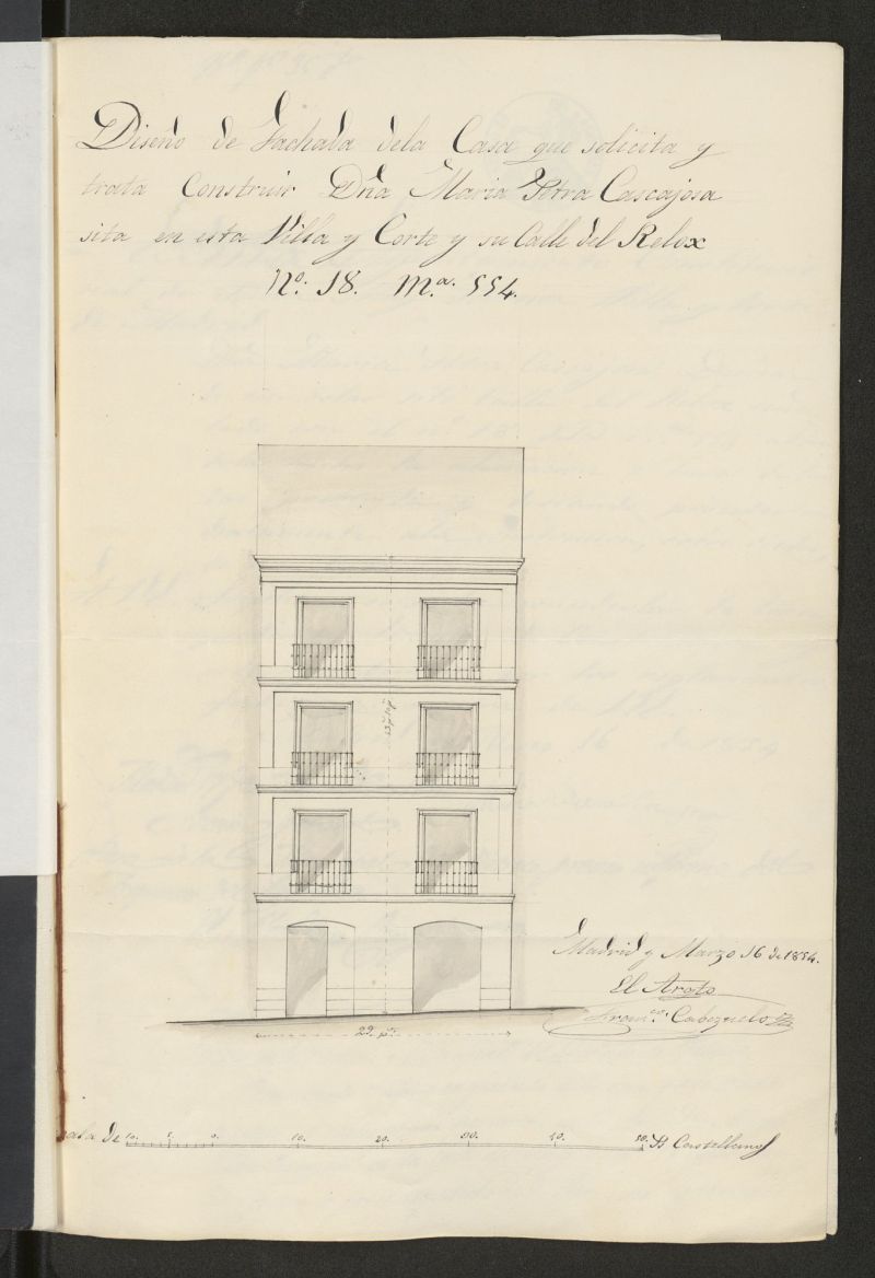 D. Genaro Zozaya, sobre edificacin calle del Reloj n 18, manzana 554. (1854)