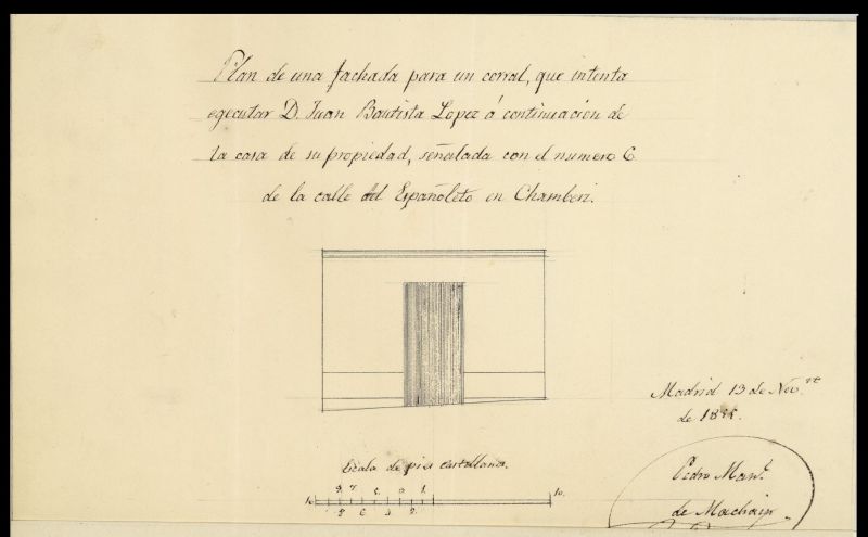 D. Juan Bautista Lpez, sobre construir un corral en Chamber, calle del Espaoleto n 6.