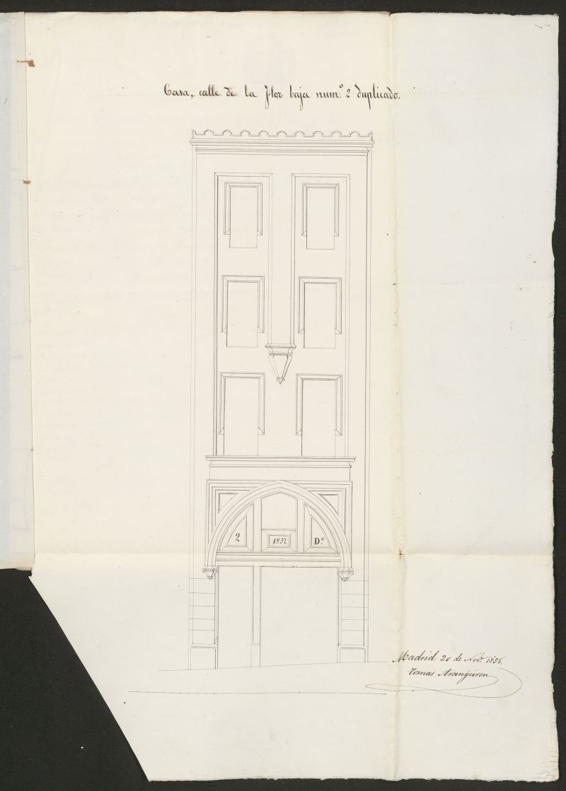 Dª María Mercedes Bulnes y Solera, licencia para edificar en la calle de la Flor Baja, nº 2. (1856)