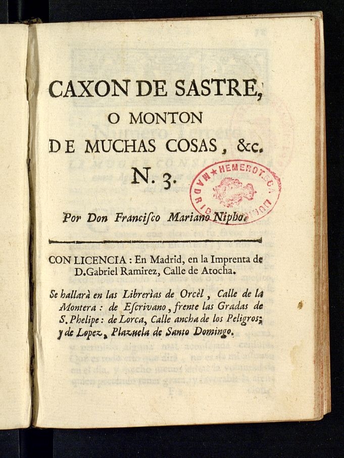 Caxon de sastre o monton de muchas cosas, buenas, mejores, y medianas, etc. 1760. N. 3