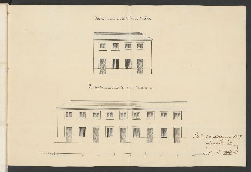 D. José Castiñeiras, licencia para levantar un piso en su casa extramuros de la Puerta de Bilbao, Charcas de Mena y calle Sta. Feliciana. (1856)