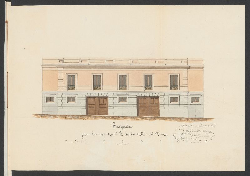 D. Jos Nez Corts, arquitecto encargado de la direccin de la construccin de nueva fachada de la casa n 3 de la calle del Turco, para la cual pide se le conceda la licencia para dicha obra. (1856)